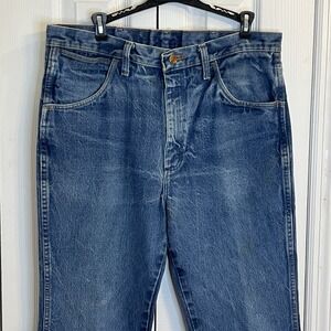Vintage Wrangler Men's 36x30 Cowboy Cut Blue Jeans 90s Western Made‎ In USA